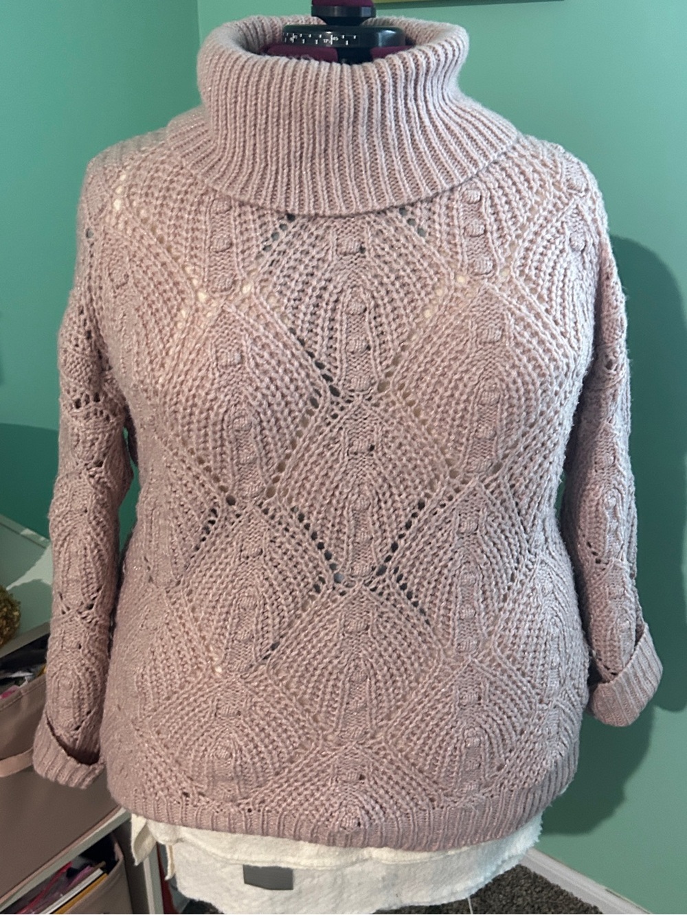 Pink Cowl Neck Sweater